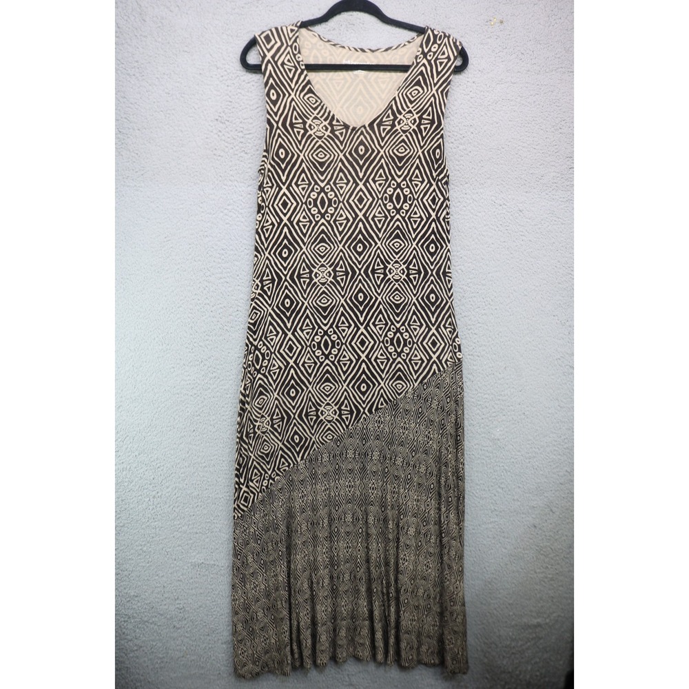 Soft Surroundings Sleeveless Geometric Print Maxi Dress-Medium-Viscose-Boho-Soft